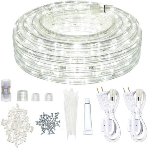 50ft White LED Rope Lights Outdoor Indoor Waterproof Flexible Connectable Lighti - Picture 1 of 7